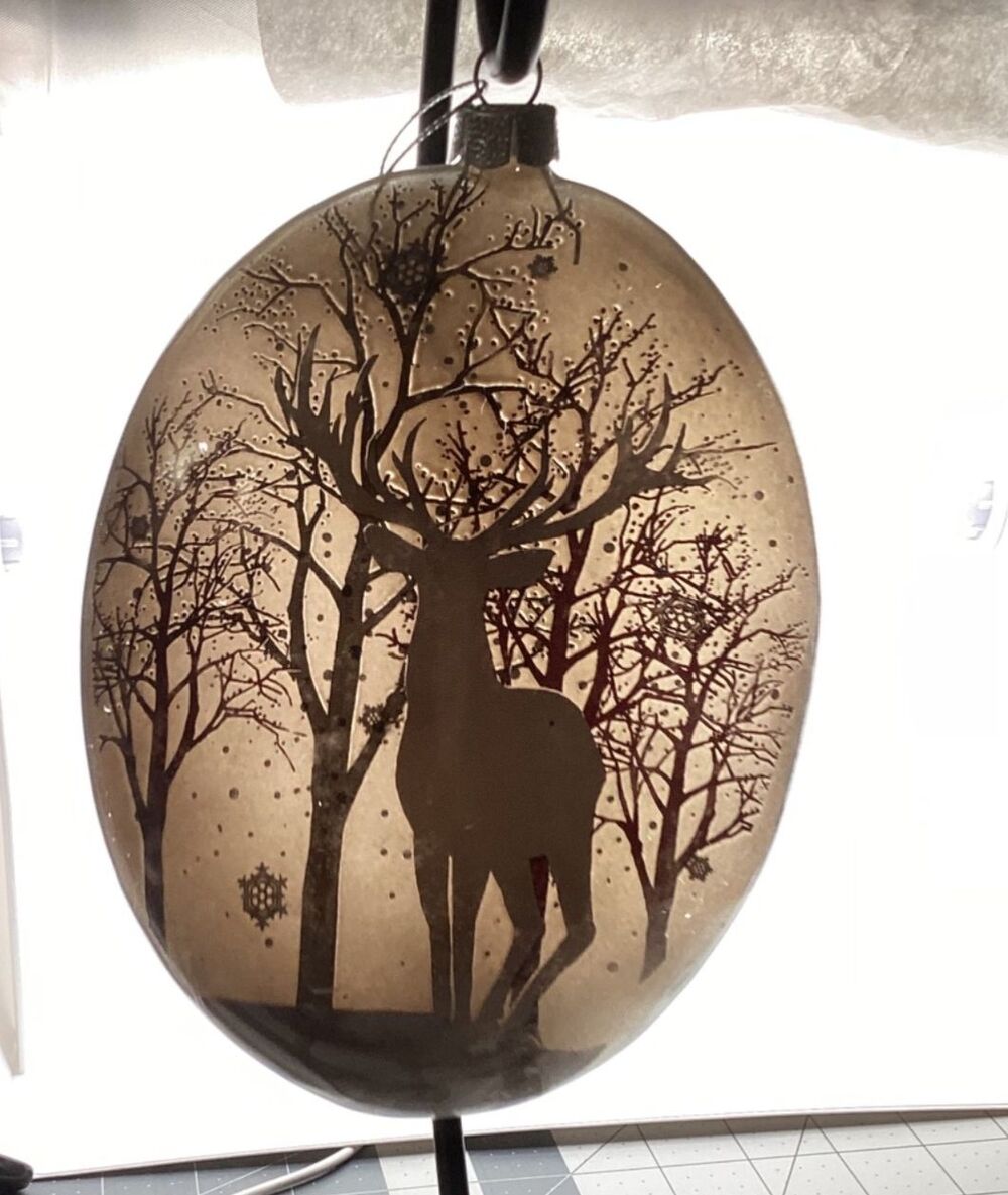 Vintage Deer Ornament Changes with Light 6 in